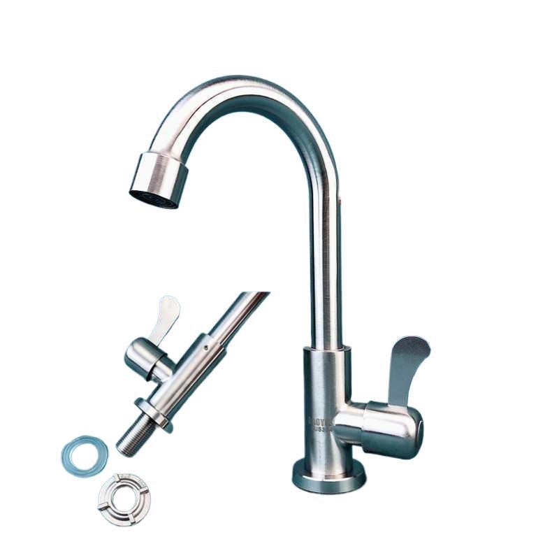 304 rozsdamentes acél konyhai csaptelep, forgatható, modell C-02, indukciós nyitás, kerámiakorongos szelep, csak hideg víz