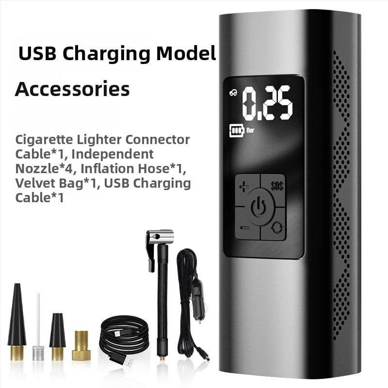 Ασύρματος φορητός αντλητής αέρα αυτοκινήτου με ψηφιακή οθόνη, 12V, 220W, 25 L/min; κατάλληλος για αυτοκίνητο, ποδήλατο, μοτοσικλέτα και μπάλες