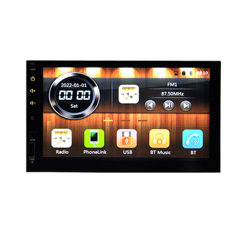 MP5 auto player Bluetooth s navigacijom i središnjom kontrolom za obostrano gledanje uz LCD dodirni zaslon (12-24V DC; Model CTC-7166; MiniSD kartica; CarPlay i povezivanje s telefonom; video formati: AVI, RMVB, MPEG-4, FLV, MPG, MOV)