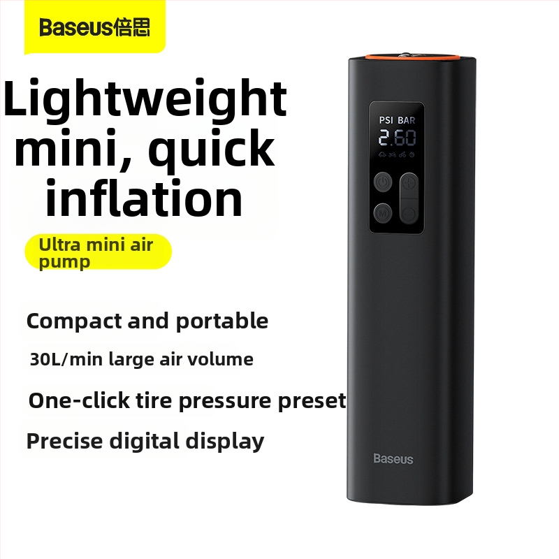 Ultra Mini αντλία αυτοκινήτου με αναλογική οθόνη και μετρητή πίεσης ελαστικών, 12V, 50 L/min