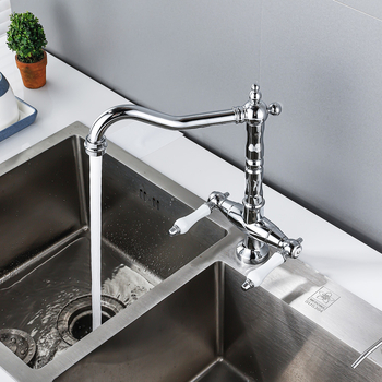 Kuhinjska slavina europskog stila, 360° rotacija, topla i hladna voda, bakrena konstrukcija, model 9088.