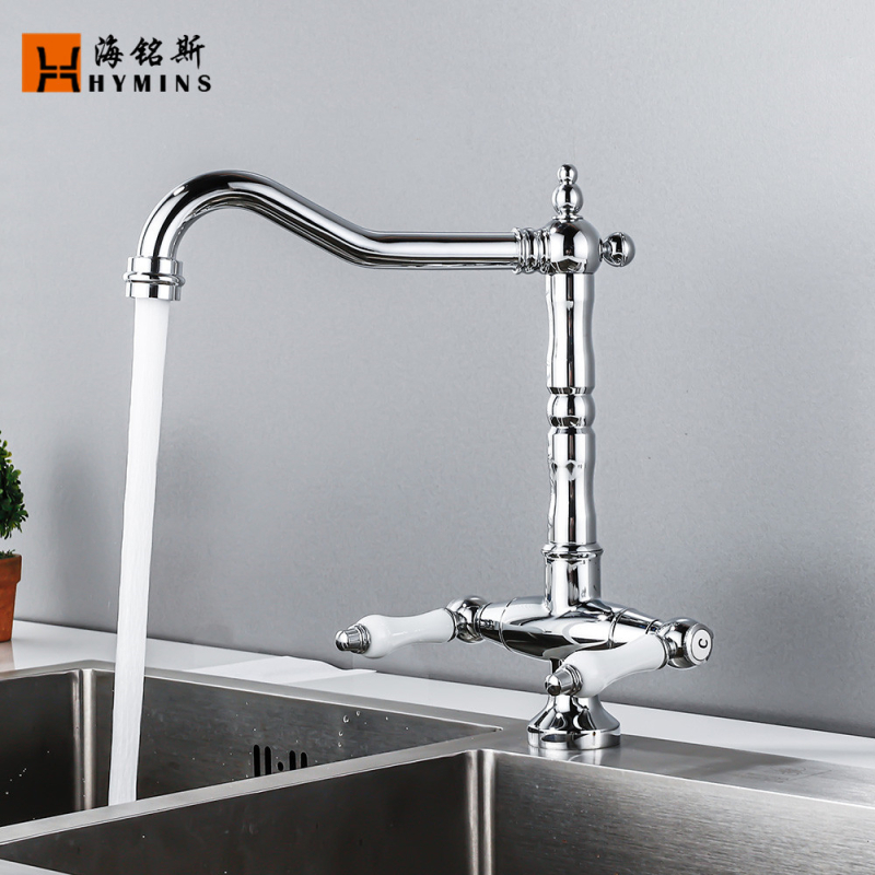 Kuhinjska slavina europskog stila, 360° rotacija, topla i hladna voda, bakrena konstrukcija, model 9088.