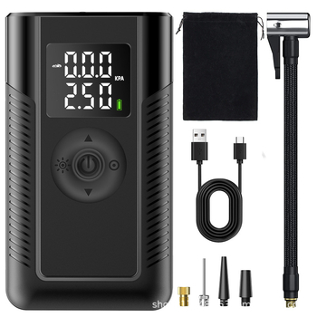 Prijenosna Bežična pumpa za gume s digitalnim zaslonom, USB napajanjem, 80W, mjerač tlaka i ugrađena svjetlost za automobil, motocikl i bicikl