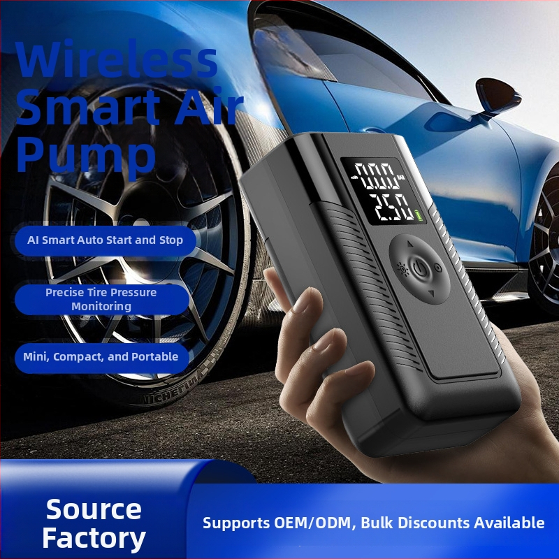 Prijenosna Bežična pumpa za gume s digitalnim zaslonom, USB napajanjem, 80W, mjerač tlaka i ugrađena svjetlost za automobil, motocikl i bicikl