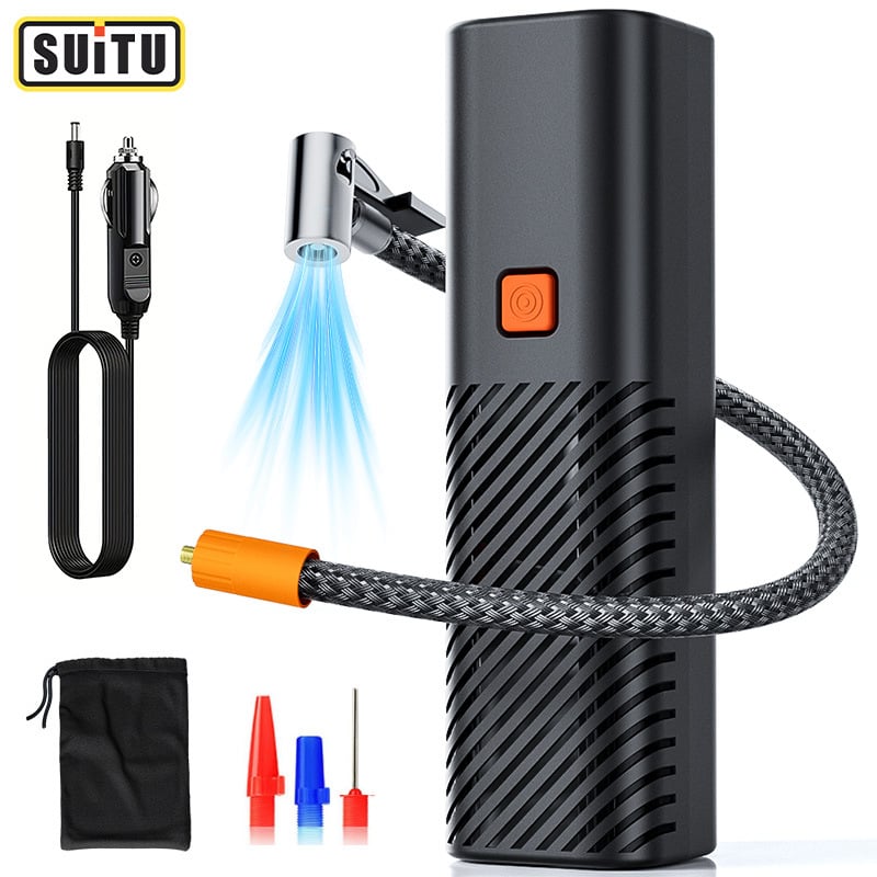 Φορητή ηλεκτρική αντλία ελαστικών αυτοκινήτου με μετρητή πίεσης, 12V τροφοδοσία από αναπτήρα, μονοκύλινδρη, 25 L/min, 80W