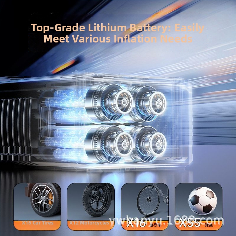 Prijenosna automobilska pumpa s pametnim digitalnim zaslonom, jednocyklna, 12 V, 100 W, 30 L/min, punjiva, radi više od 20 minuta