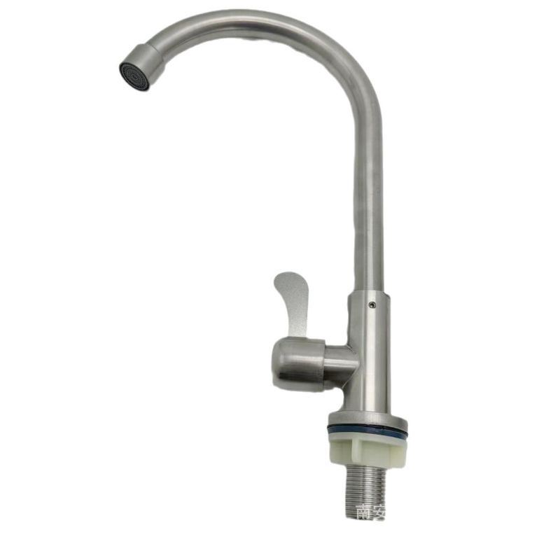 Kuhinjska slavina od nehrđajućeg čelika, hladna voda, jednokanalska, brušena završna obrada, keramički jezgreni ventil, ulaz 1/2 inča, za sudoper