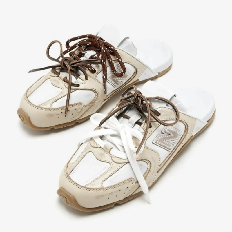 Nothing дамски мюли с закрити пръсти, кожена горна част, гумена подметка, подплата от овча кожа