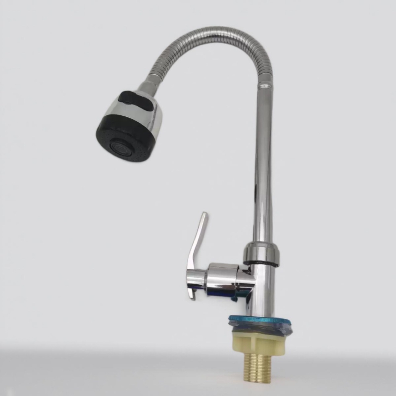 Kran od cinkove legure, vertikalan, okretan i teleskop, samo hladna voda, keramički disk ventil, elektroplatirani završni premaz