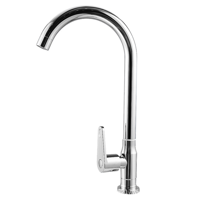 Kuhinjski slavina od nehrđajućeg čelika, okrugli okomiti dizajn, topla i hladna voda, keramički jezgreni ventil, 20 mm ulaz/izlaz