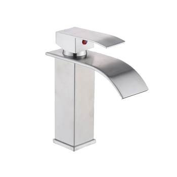 Kran za umivaonik od 304 nehrđajućeg čelika, vodopad, jednootvor, keramički disk ventil, priključak 1/2 inča, model Hnt-2108, moderni minimalistički stil