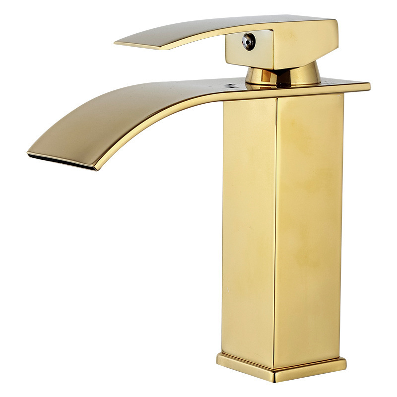 Kran za umivaonik od 304 nehrđajućeg čelika, vodopad, jednootvor, keramički disk ventil, priključak 1/2 inča, model Hnt-2108, moderni minimalistički stil