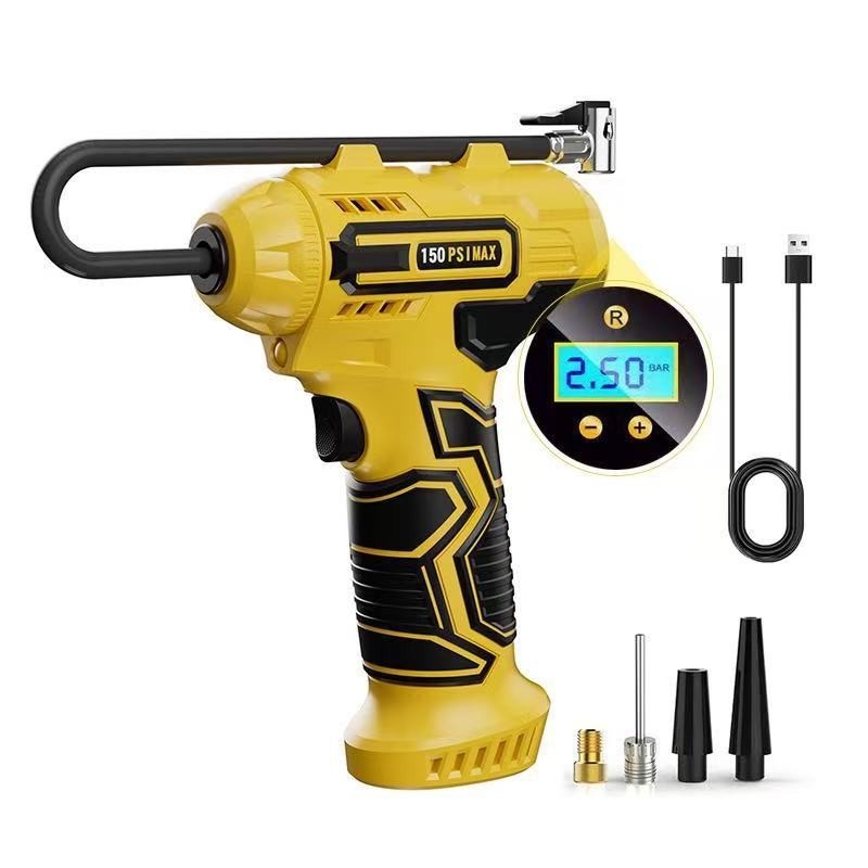 Bežična pumpa za zrak za auto s digitalnim manometrom za gume — USB napajanje, 12V, 25 L/min, Digitalni zaslon, Težina 0,55 kg
