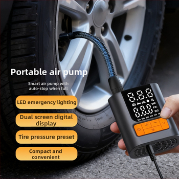 Automobilová vzduchová pumpa, prenosný jednokedrový inflátor, 12 V, <80 W, 25 L/min, >20 min prevádzky