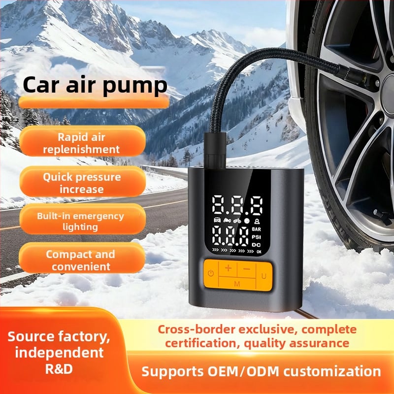 Automobilová vzduchová pumpa, prenosný jednokedrový inflátor, 12 V, <80 W, 25 L/min, >20 min prevádzky