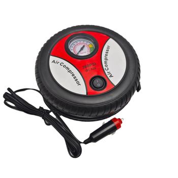 Φορητή ηλεκτρική αντλία αέρα αυτοκινήτου – 12V, 120W, 70 L/min, μονοκύλινδρη, με μετρητή πίεσης ελαστικού