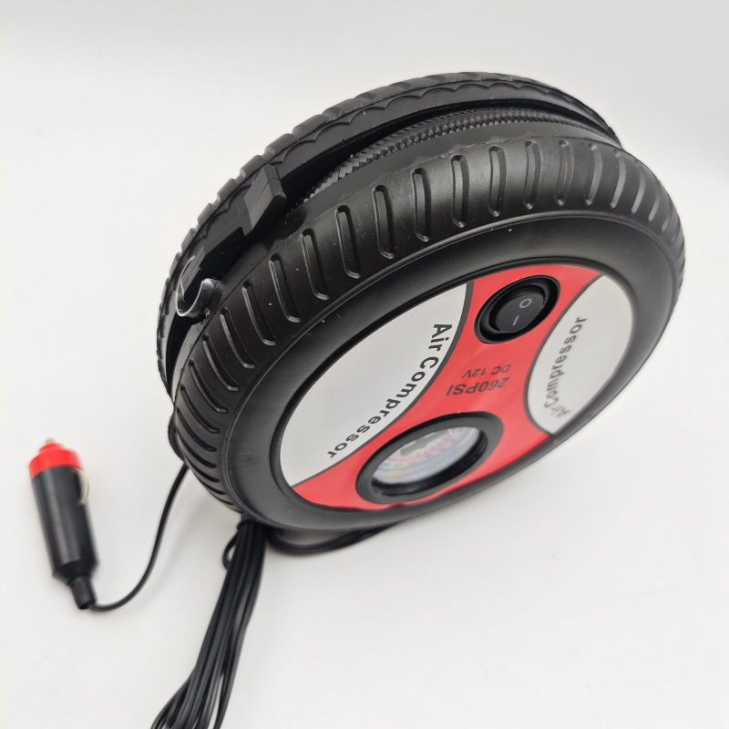 Φορητή ηλεκτρική αντλία αέρα αυτοκινήτου – 12V, 120W, 70 L/min, μονοκύλινδρη, με μετρητή πίεσης ελαστικού