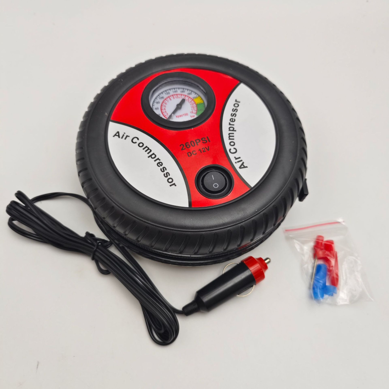 Φορητή ηλεκτρική αντλία αέρα αυτοκινήτου – 12V, 120W, 70 L/min, μονοκύλινδρη, με μετρητή πίεσης ελαστικού