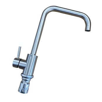 Robinet de bucătărie din oțel inoxidabil 304, finisaj periat, montat pe perete, rotativ, cu disc ceramic