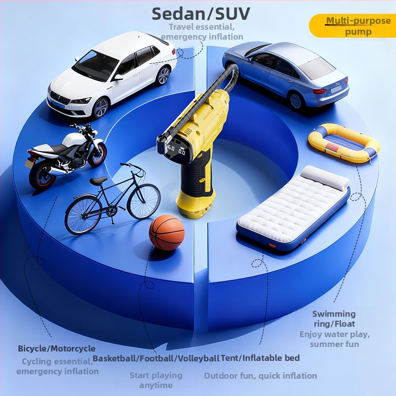 Ručná bezdrôtová vzduchová pumpa pre auto – 12V, 80W, digitálny displej, USB nabíjanie, 25 L/min