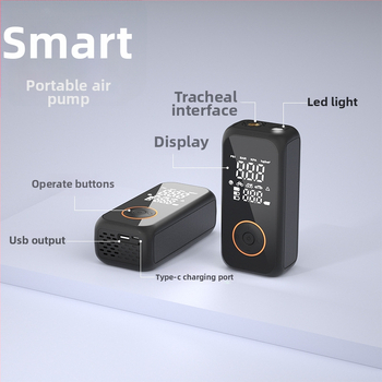 Pompa de pneuri pentru mașină cu afișaj digital, alimentare USB, 12V, debit de aer 25 L/min, funcționare continuă peste 20 de minute