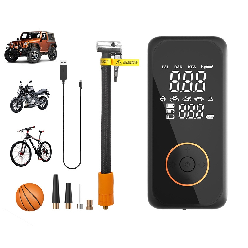 Pompa de pneuri pentru mașină cu afișaj digital, alimentare USB, 12V, debit de aer 25 L/min, funcționare continuă peste 20 de minute