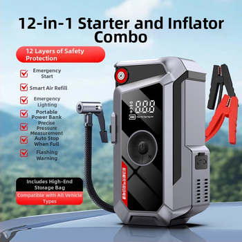 Autóvészhelyzeti indító egység beépített légpumpával (12V, 600A, CE/FCC/UL/ROHS)