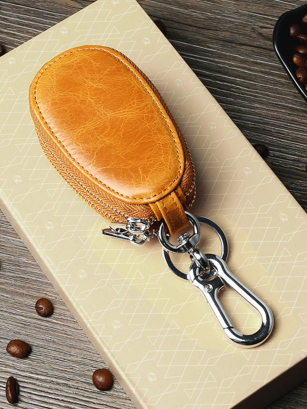 Muška kožna torbica za ključeve, gornja sloj goveđe kože, podstava od mikrovlakana, otporna na habanje, poslovni stil dnevnog putovanja