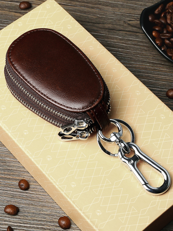 Muška kožna torbica za ključeve, gornja sloj goveđe kože, podstava od mikrovlakana, otporna na habanje, poslovni stil dnevnog putovanja