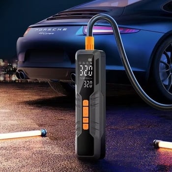Pompa compactă pentru anvelope auto, cu afișaj digital, alimentare USB sau din priza auto (80 W, 11.1 V, 25 L/min)