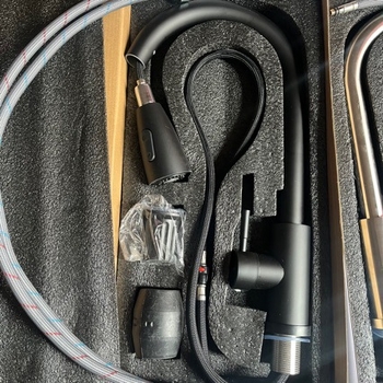 Robinet de bucătărie din oțel inoxidabil cu duș retractabil | cartuș ceramic | suprafață periată | Ø3.3 mm intrare/ieșire