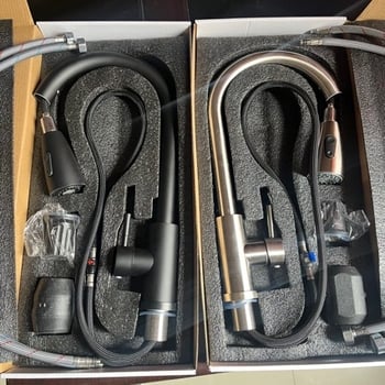 Robinet de bucătărie din oțel inoxidabil cu duș retractabil | cartuș ceramic | suprafață periată | Ø3.3 mm intrare/ieșire