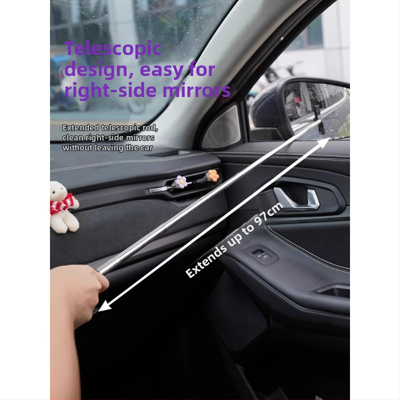 Defu ștergător din oțel inoxidabil pentru oglinda auto, retractabil, racletă de curățare pentru ploaie