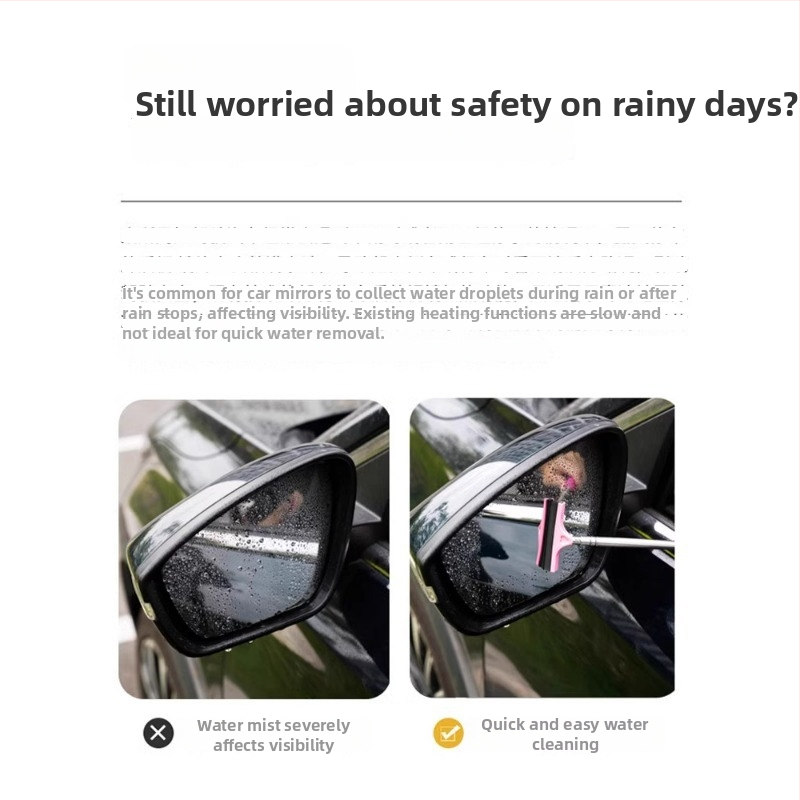 Defu ștergător din oțel inoxidabil pentru oglinda auto, retractabil, racletă de curățare pentru ploaie