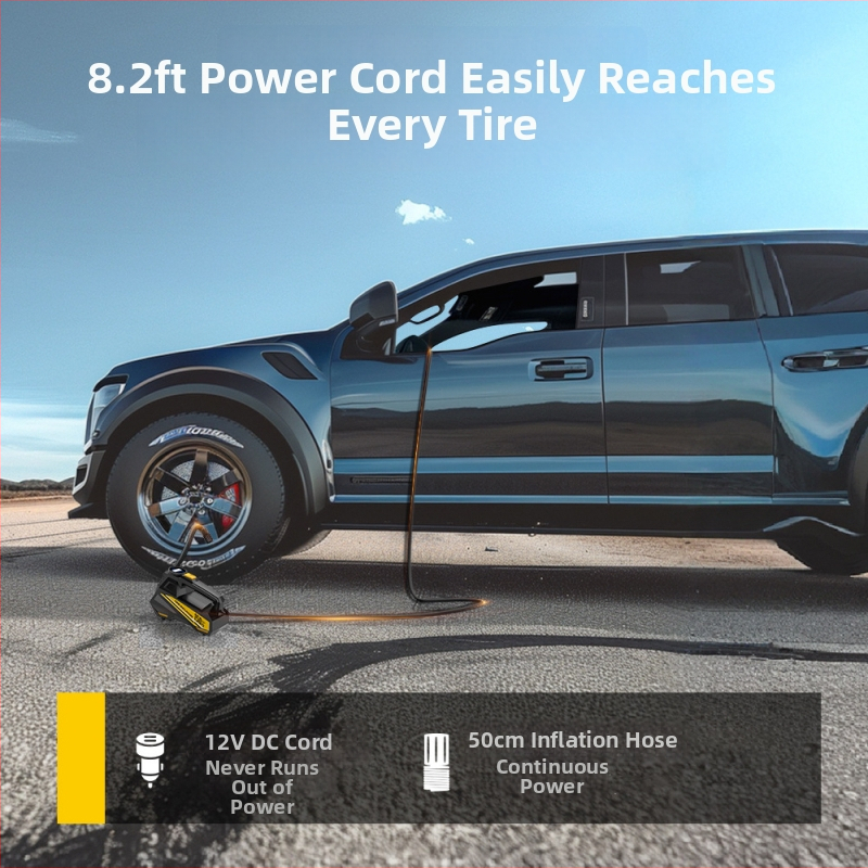 Pompă de aer pentru mașină, portabilă, 12V, 100W, 35 L/min, Afișaj digital
