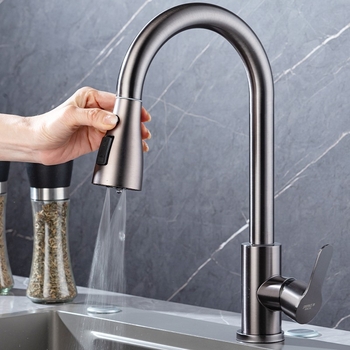 Kuhinjski slavina s izvučnim izlazom, topla i hladna voda, nehrđajući čelik 304, keramički ventil, model B8068