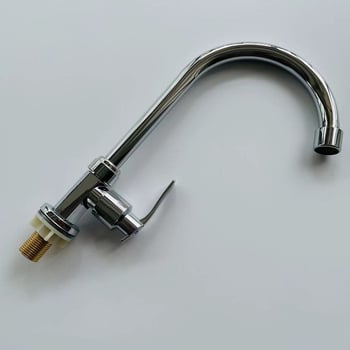 Robinet de bucătărie pentru chiuvetă, montaj vertical, rotație la 360°, corp hexagonal, doar apă rece, aliaj de zinc, miez ceramic, model 8655