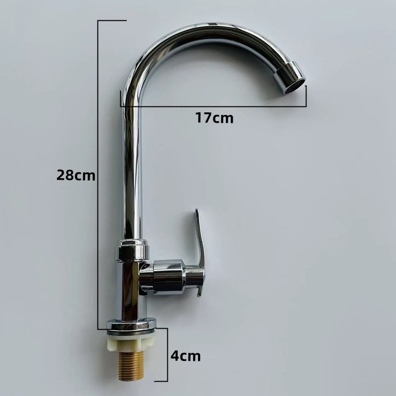 Robinet de bucătărie pentru chiuvetă, montaj vertical, rotație la 360°, corp hexagonal, doar apă rece, aliaj de zinc, miez ceramic, model 8655