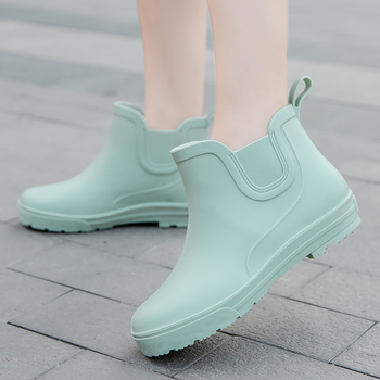 Ženske čizme za kišu, PVC gornji dio, gležnja visina, niski potpetica 1–3 cm, za sve sezone, lagane gumene čizme