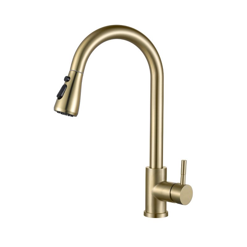 Izvušna kuhinjska slavina, nehrđajući čelik 304, model 02, keramički jezgreni ventil, brušeni završetak