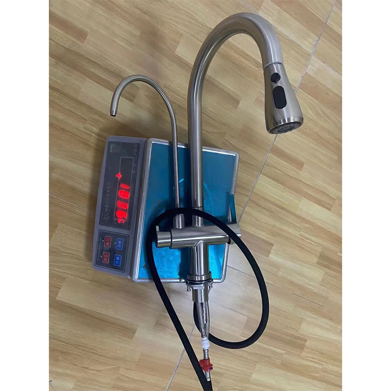 Kuhinjska izvlačna slavina 3 u 1, od nehrđajućeg čelika 304, brušeni završetak, keramički jezgreni ventil, vruća i hladna voda