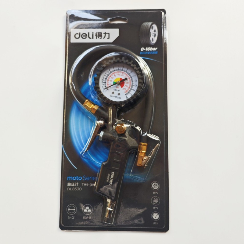 Deli DL8530 Mjerač tlaka u gumama s inflacijskim pištoljem – mjerenje tlaka u automobilskim gumama