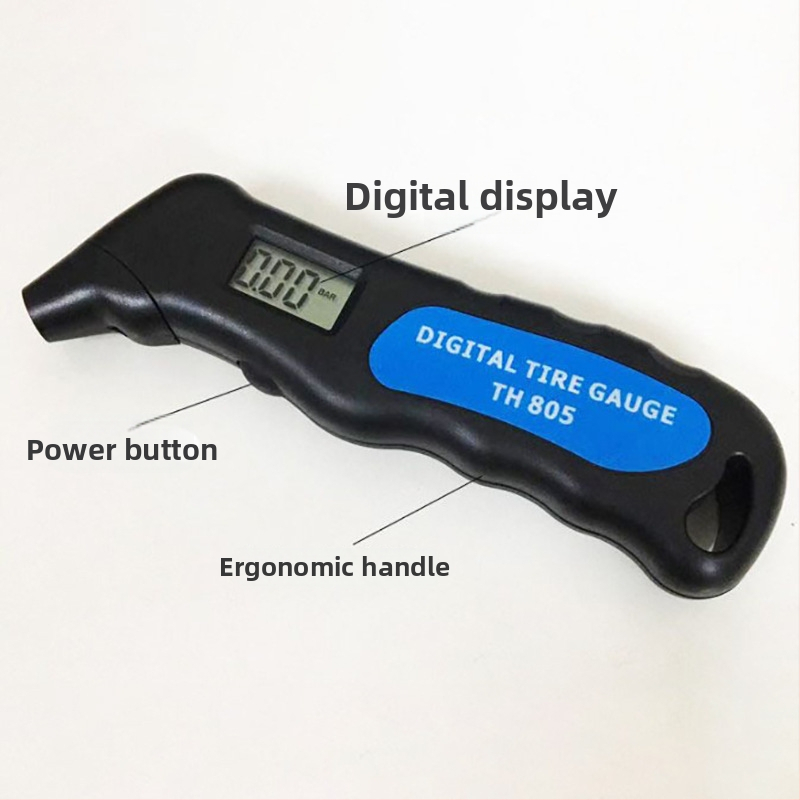 Rokas riepu spiediena mērītājs ar bezvadu digitālo displeju - diapazons 0-100 psi, vienības PSI/BAR/KPA/kg/cm, korpuss ABS, piemērots automobiļiem un motocikliem