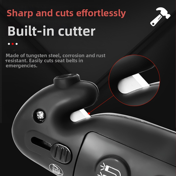 Automobiļu ārkārtas daudzfunkcionālais instruments: loga laušanas lāpsta, drošības josta griezējs, LED lukturis, mirgojoša gaisma, gaisa atslābinātājs, riepu spiediena manometrs, protekta dziļuma mērītājs, magnets — spiediens 5–150 psi, PSI/BAR, ±1% preciz