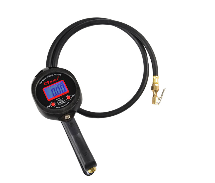 Digitalni mjerač tlaka u gumama s inflacijskom šipkom i nastavkom, raspon 0-255 psi, točnost 0,5 psi, tijelo od najlonskih vlakana, jedinice psi/bar/kgf