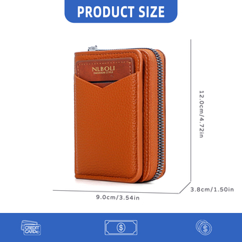 Portofel bărbați cu fermoar, spații pentru mai multe carduri — PU, brand Nlboli, stil urban simplu, model cu litere