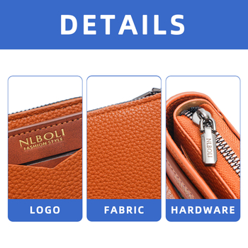 Portofel bărbați cu fermoar, spații pentru mai multe carduri — PU, brand Nlboli, stil urban simplu, model cu litere