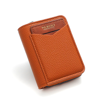 Portofel bărbați cu fermoar, spații pentru mai multe carduri — PU, brand Nlboli, stil urban simplu, model cu litere
