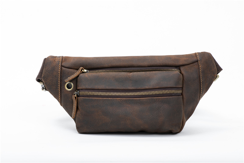 Férfi derék táska, modell 3617, valódi bőr (első réteg marhabőr), retro stílus, kopásálló, belső nylon bélés