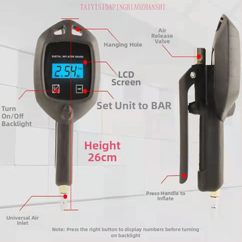 Digitālais augstas precizitātes riepu spiediena mērītājs automašīnām, elektronisks spiediena mērītājs piepumpēšanai un riepu spiediena mērīšanai, diapazons 0-100 psi, displejs dažādās vienībās, precizitāte 100%